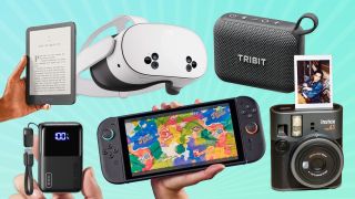 The best tech gifts for everyone you know: Iniu Pocket Rocket charger, Amazon Kindle, Meta Quest 3S VR headset, Tribit bluetooth speaker, Fujifilm Instax Mini Instant camera, Nintendo Switch 2
