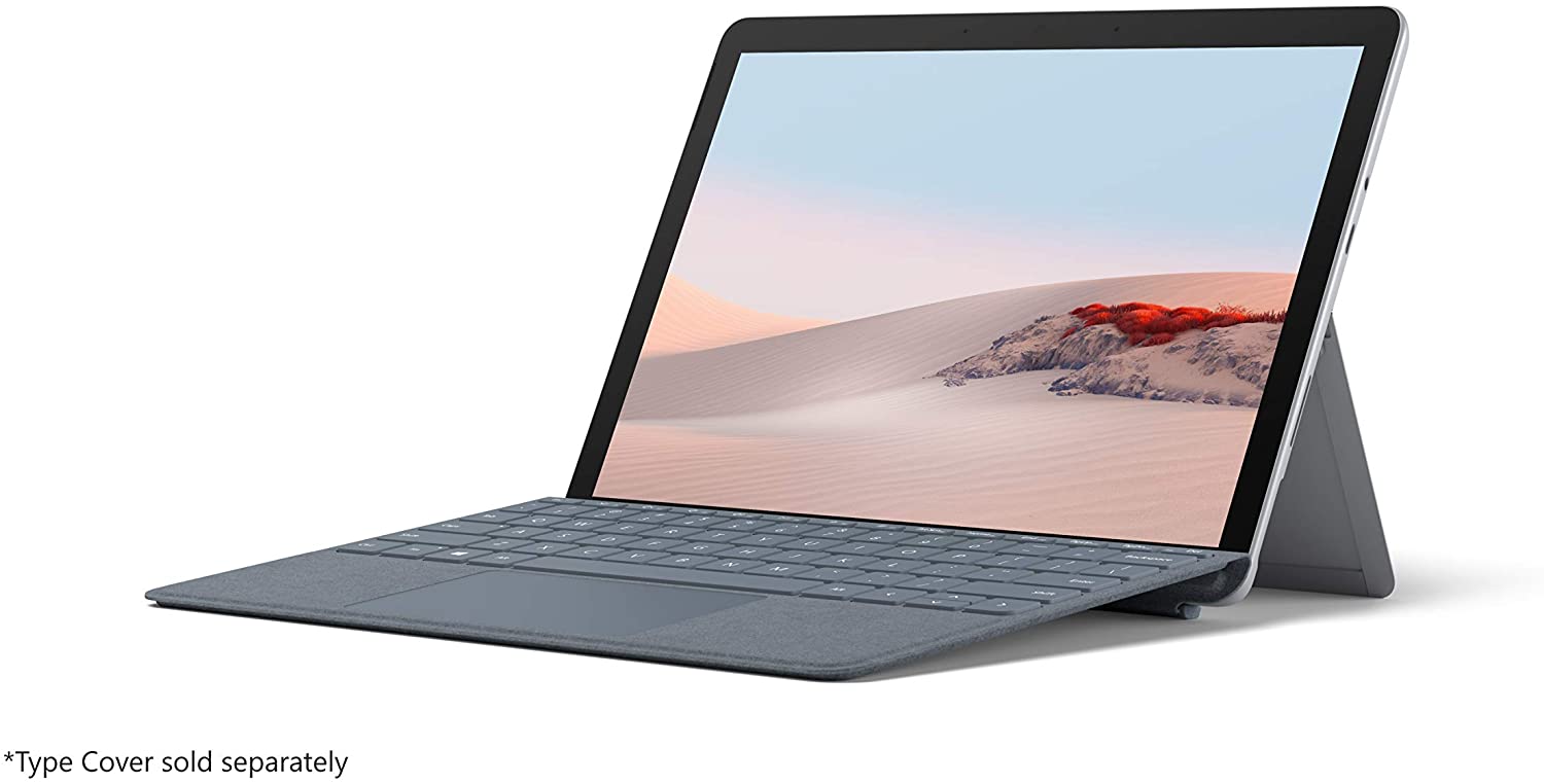 Microsoft Surface Go 2 at an angle against a white background