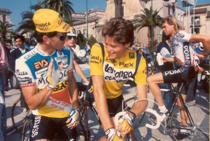 Riders await the start of a stage