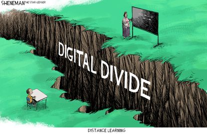 Editorial Cartoon U.S. distance learning coronavirus divide