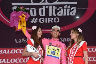 Alberto Contador (Tinkof-Saxo) on the podium