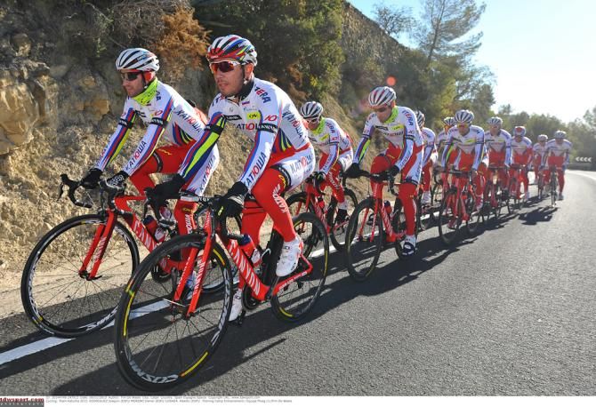 Team Katusha train in Spain.