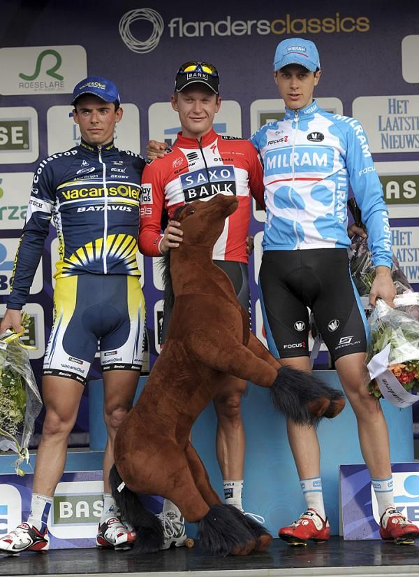 The podium in the donkey race - Bjorn Leukemans, Matti Breschel and Niki Terpstra