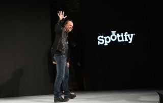 Lars Ulrich at a Spotify press conference in 2012