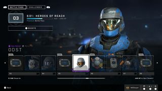 Halo Infinite season 1 heroes of reach battle pass level 65 reward odst helmet