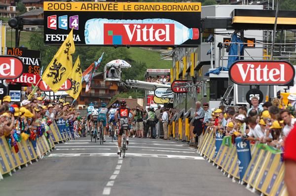 A rider's eye view of the finish in Le Grand-Bornand.