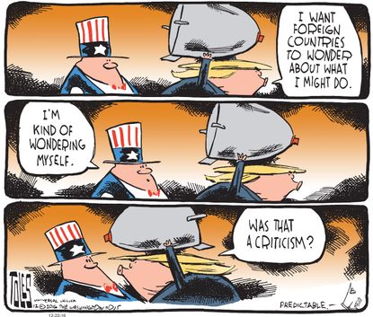 Political cartoon U.S. Donald Trump foreign policy