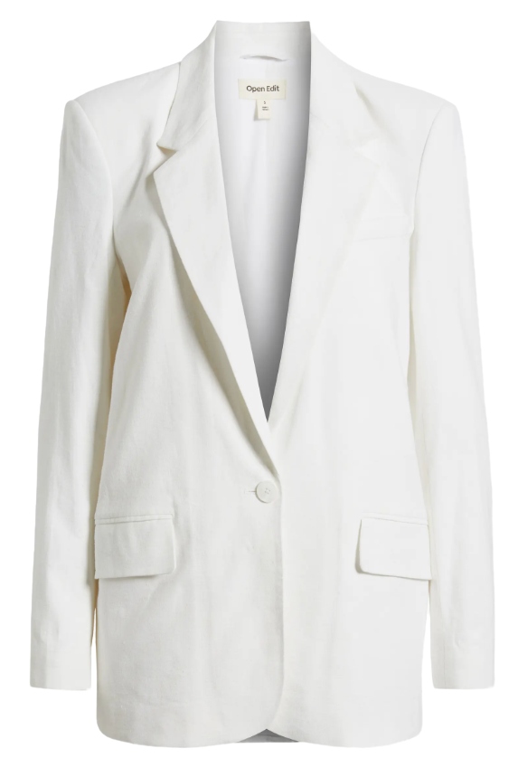 Everyday One-Button Linen Blend Blazer