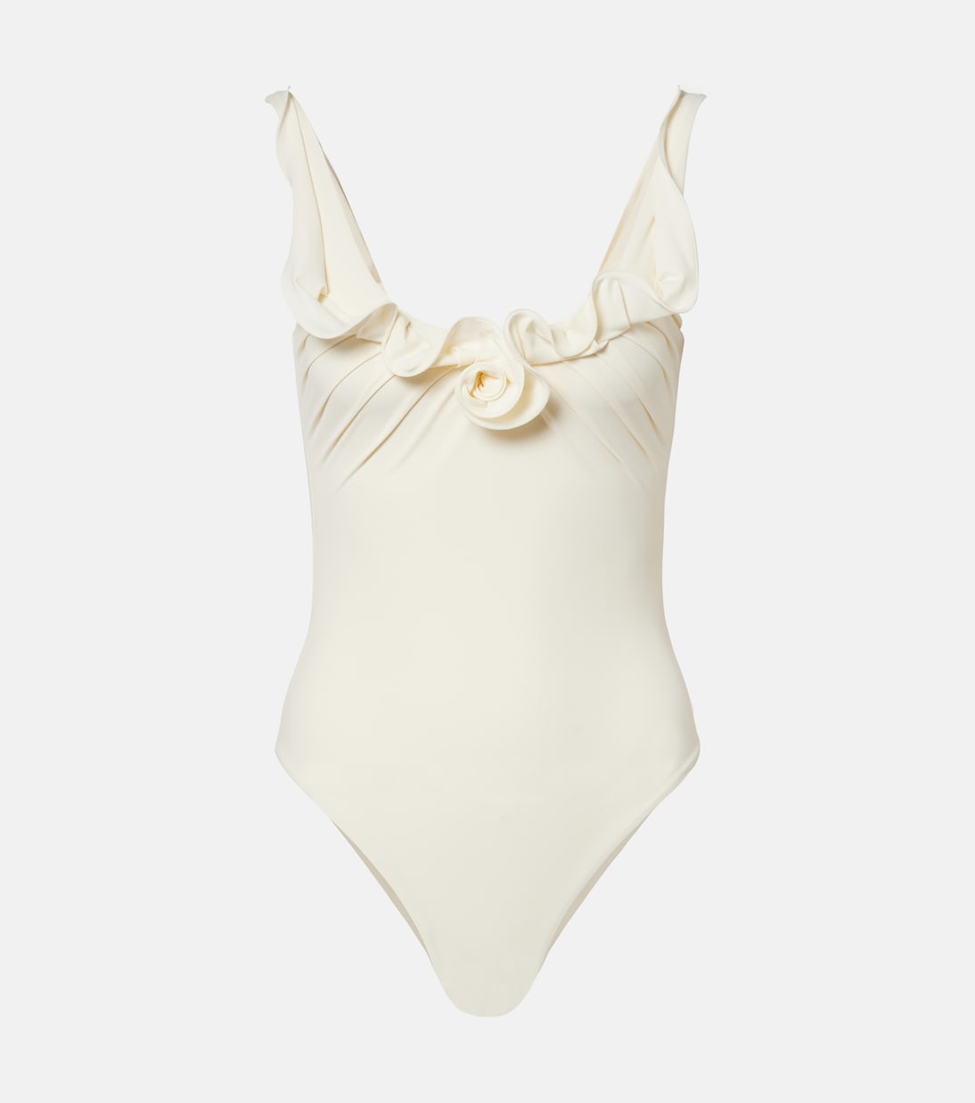 Floral-Appliqu&amp;eacute; Swimsuit in White - Magda Butrym