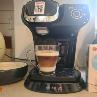 Bosch Tassimo Coffee Machine with a cup of coffee