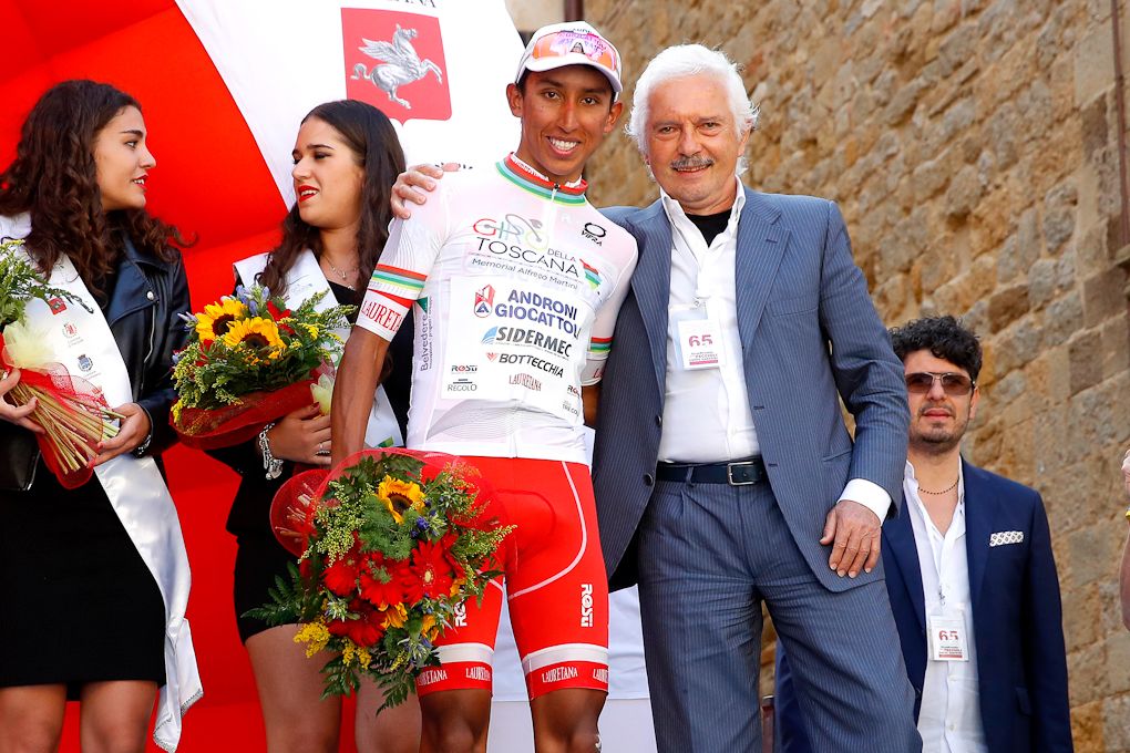 Gianni Savio with Egan Bernal at the 2017 Giro della Toscana
