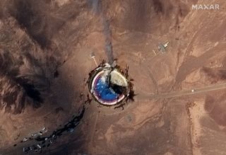 This view of Iran's rocket failure at Site One of its Khomeini Space Center was captured on Aug. 29, 2019 by the commercial WorldView-2 satellite operated by Maxar Technologies.