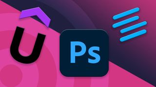 Logos for some of the best photoshop courses online against a two-tone techradar background