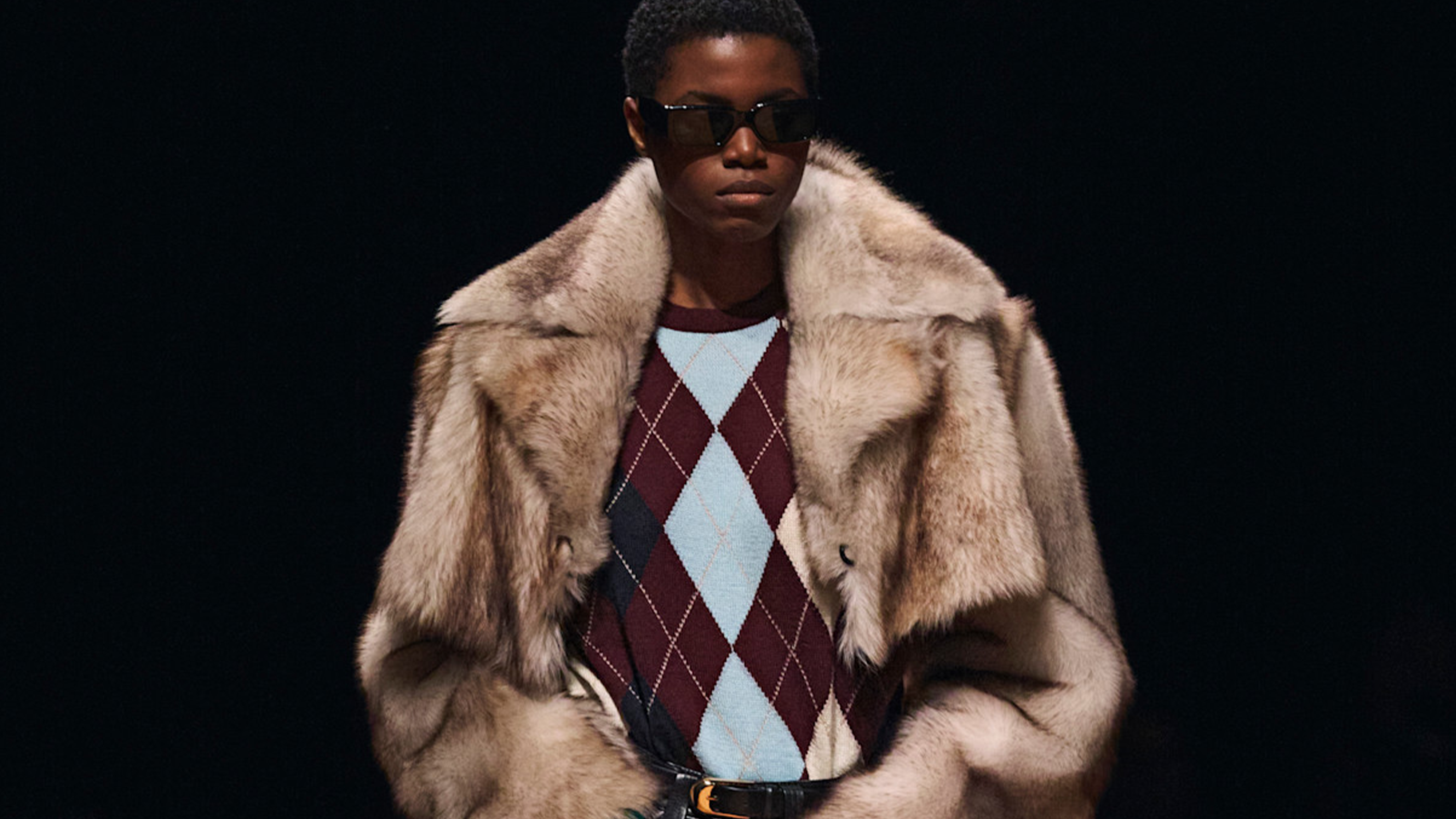 Photo of model walking in Khaite Fall Winter 2025 runway show.