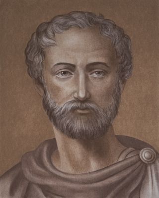 An illustration of Pliny the Elder, who perished in the Mount Vesuvius eruption of A.D. 79.