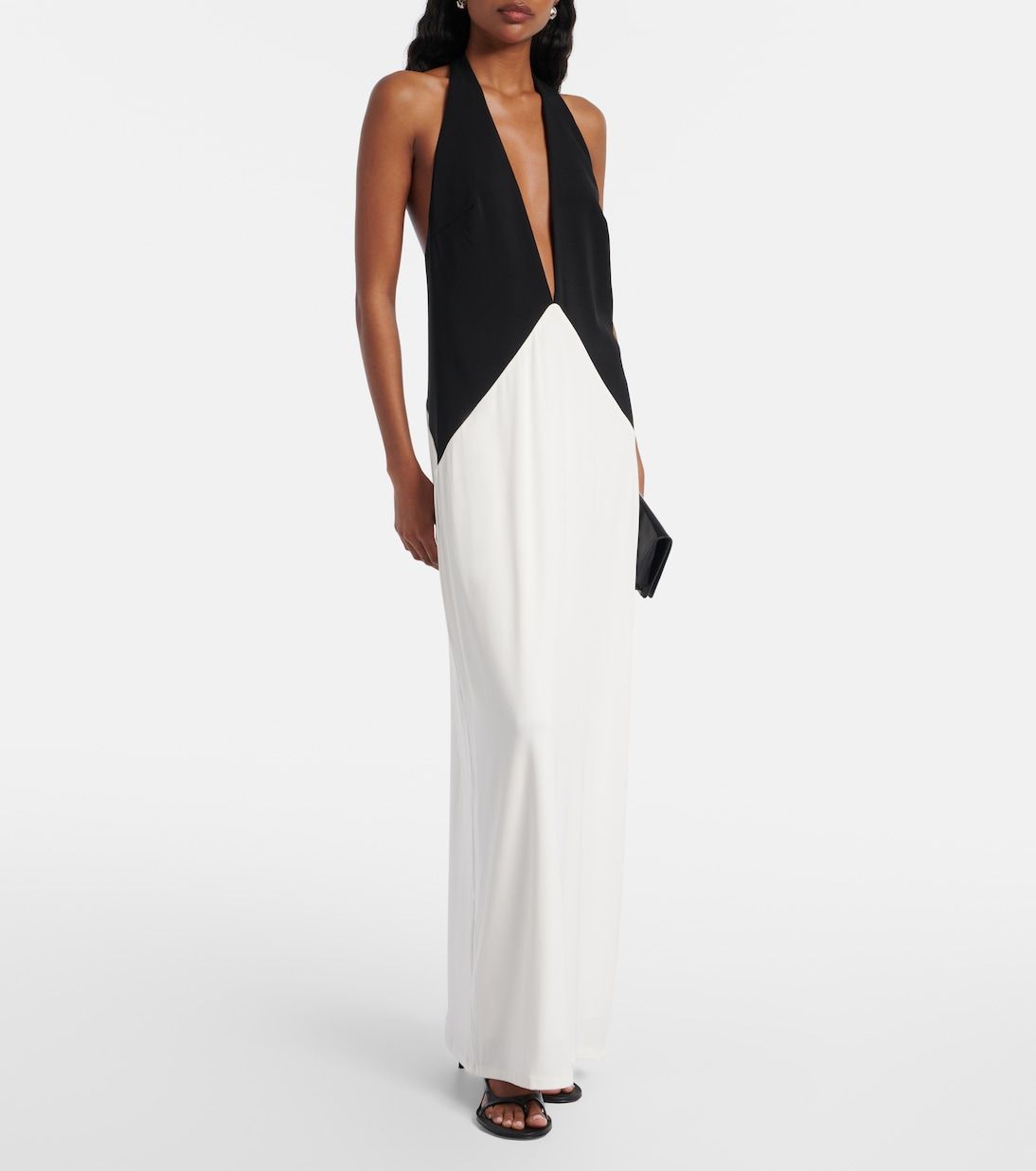 Halterneck Jersey Maxi Dress in Black - Adriana Degreas