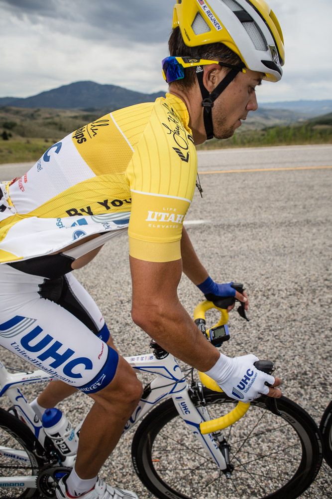 Kiel Reijnen (UnitedHealthcare) out of the saddle on a climb.