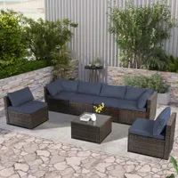 Juskys 7-Piece Patio Furniture Set All-Weather Sofa Set Juskys 7-Piece Patio Furniture Set All-Weather Sofa Set