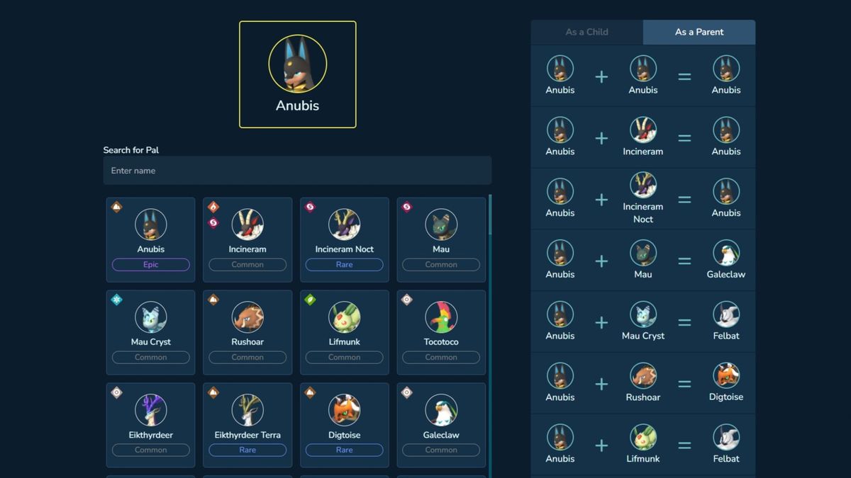 Palworld breeding combos calculator Chart of every combination