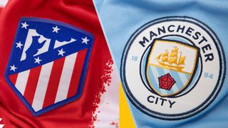 Atlético Madrid and Manchester City badges to represent the Atlético Madrid vs Manchester City live stream