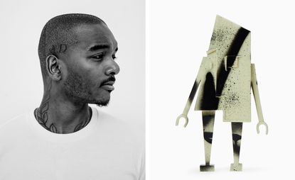 Left, Samuel Ross. He created ’Concrete Objects X Futura’, right, in collaboration with American graffiti artist, Futura. 