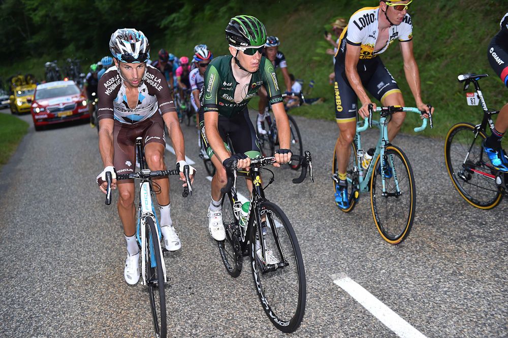 Riders climb to Plateau de Beille during stage 12.