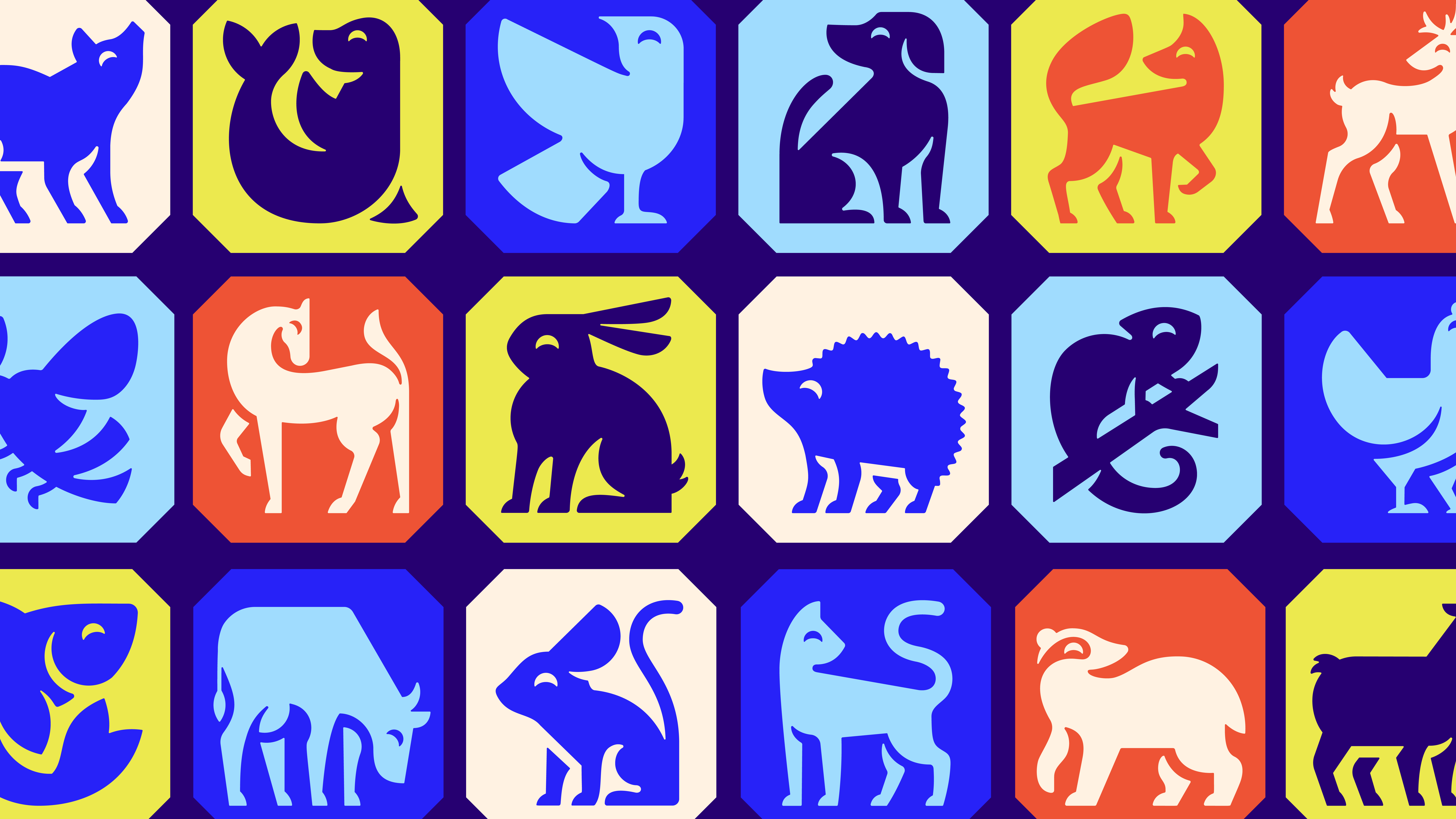 RSPCA logo illustration composite featuring stylised drawings of several animals