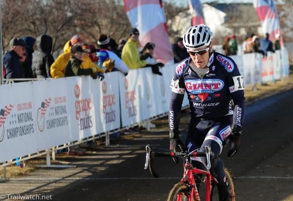 James Coats (California Giant Berry) rolling across the finish for bronze in the 45-49 race