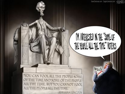 Political cartoon U.S. Trump poll numbers Abraham Lincoln