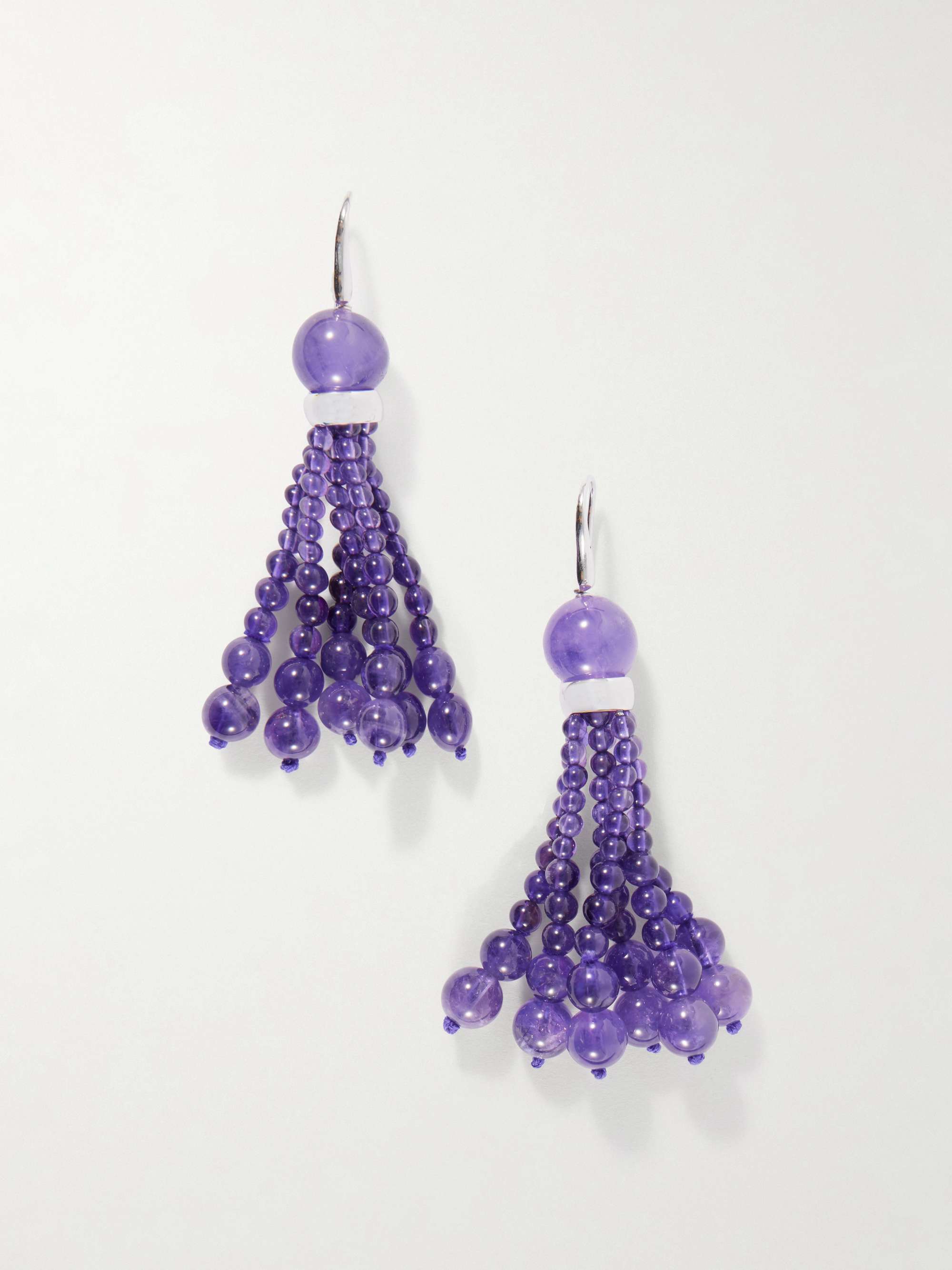 Venice Opera Tasseled Sterling Silver Amerthyst Earrings