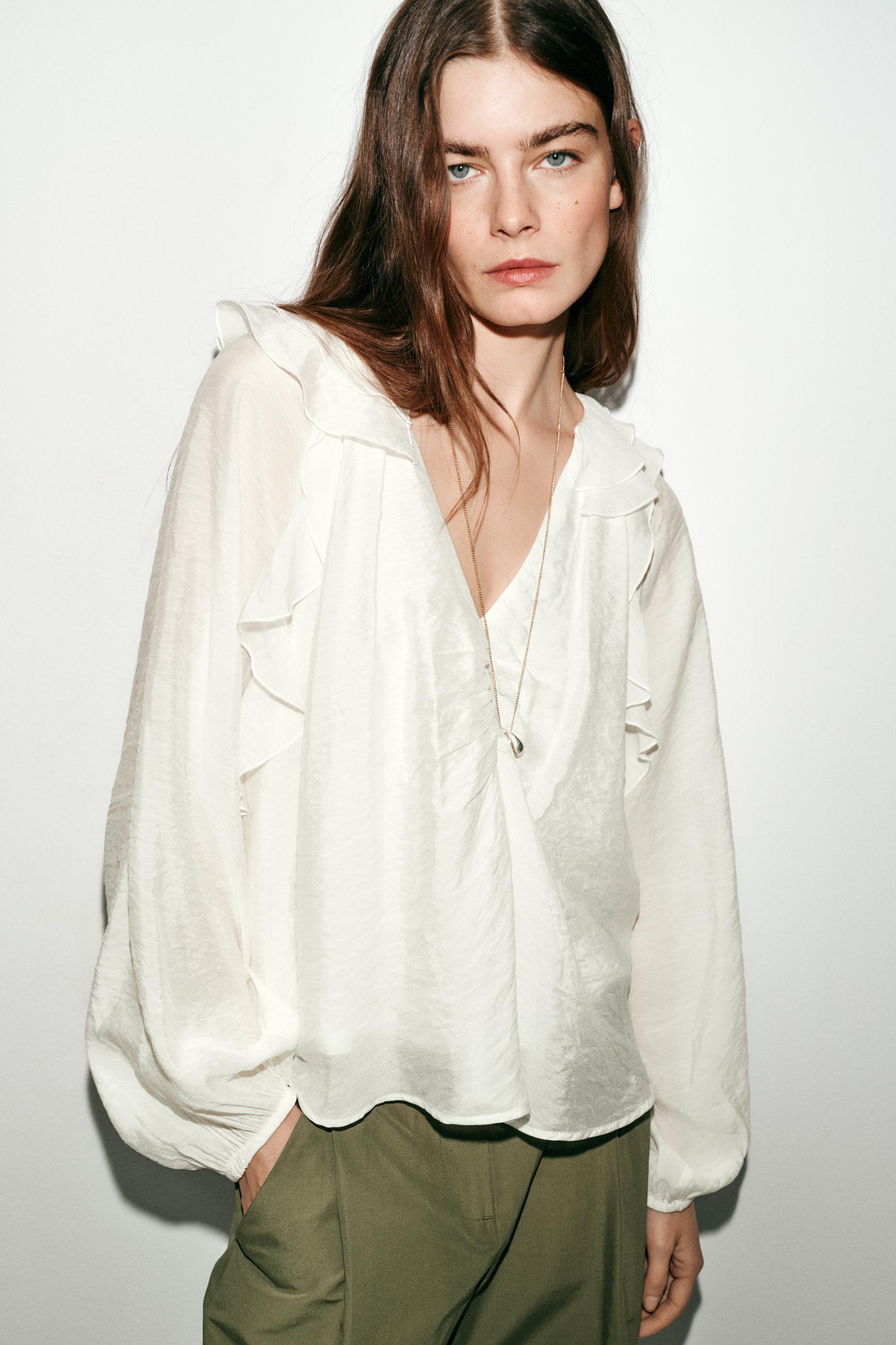 Ruffled Blouse With Gathered Detail