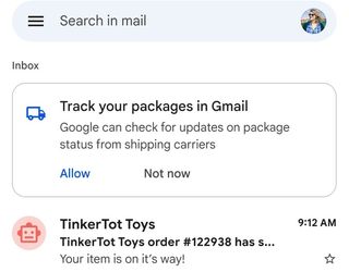 google package tracking opt-in message