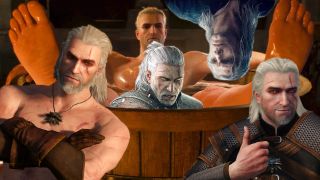 Geralt surrounded by Geralts