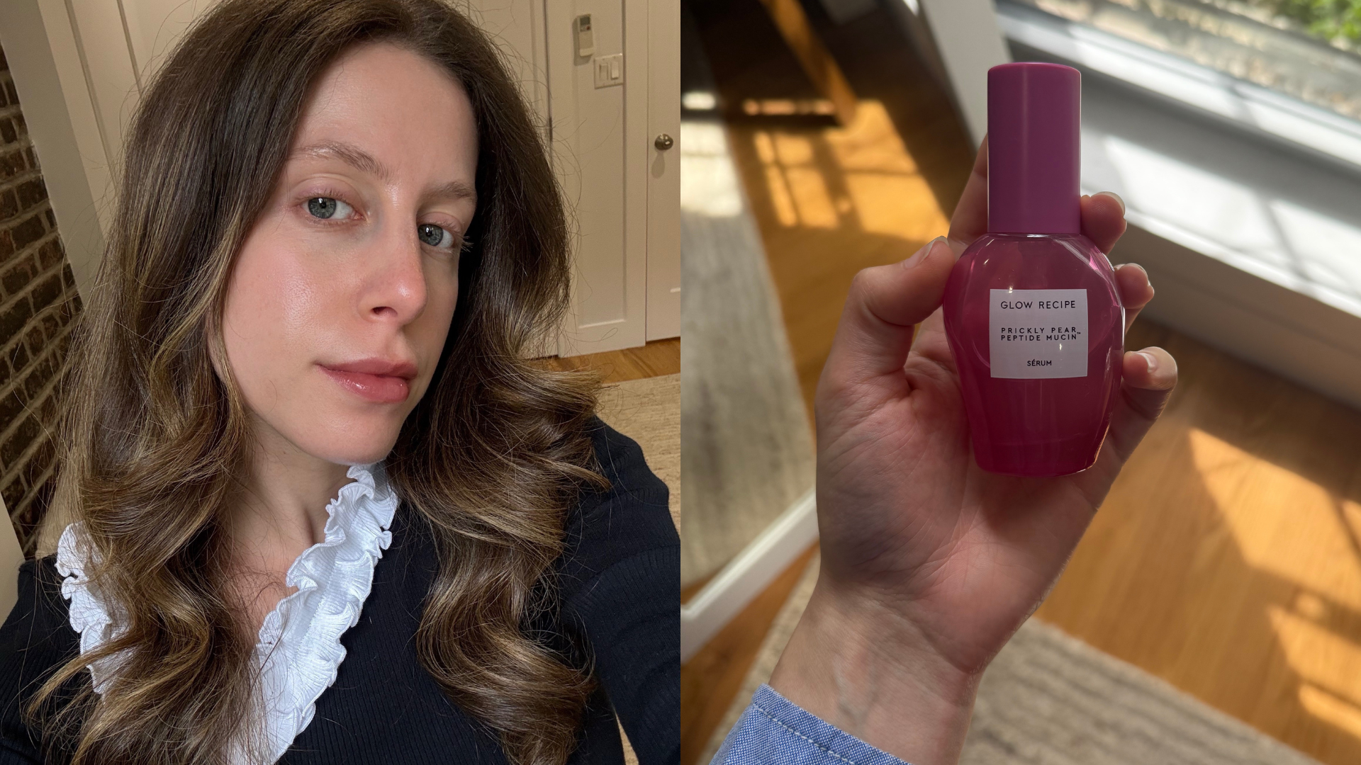 Jamie Schneider testing Glow Recipe's Prickly Pear Peptide Mucin.