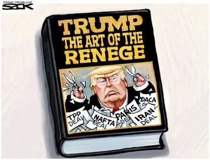 Political cartoon U.S. Trump Iran deal NAFTA Paris climate accord