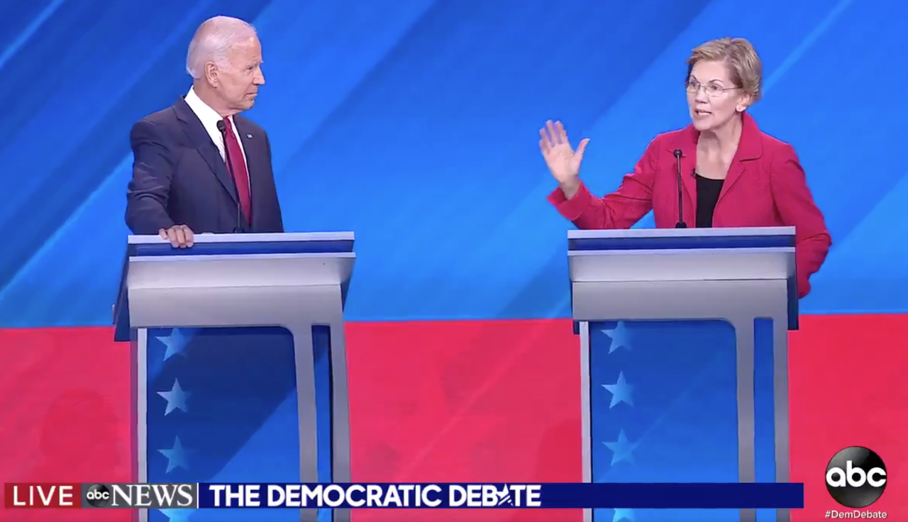 Sen. Elizabeth Warren and Joe Biden.