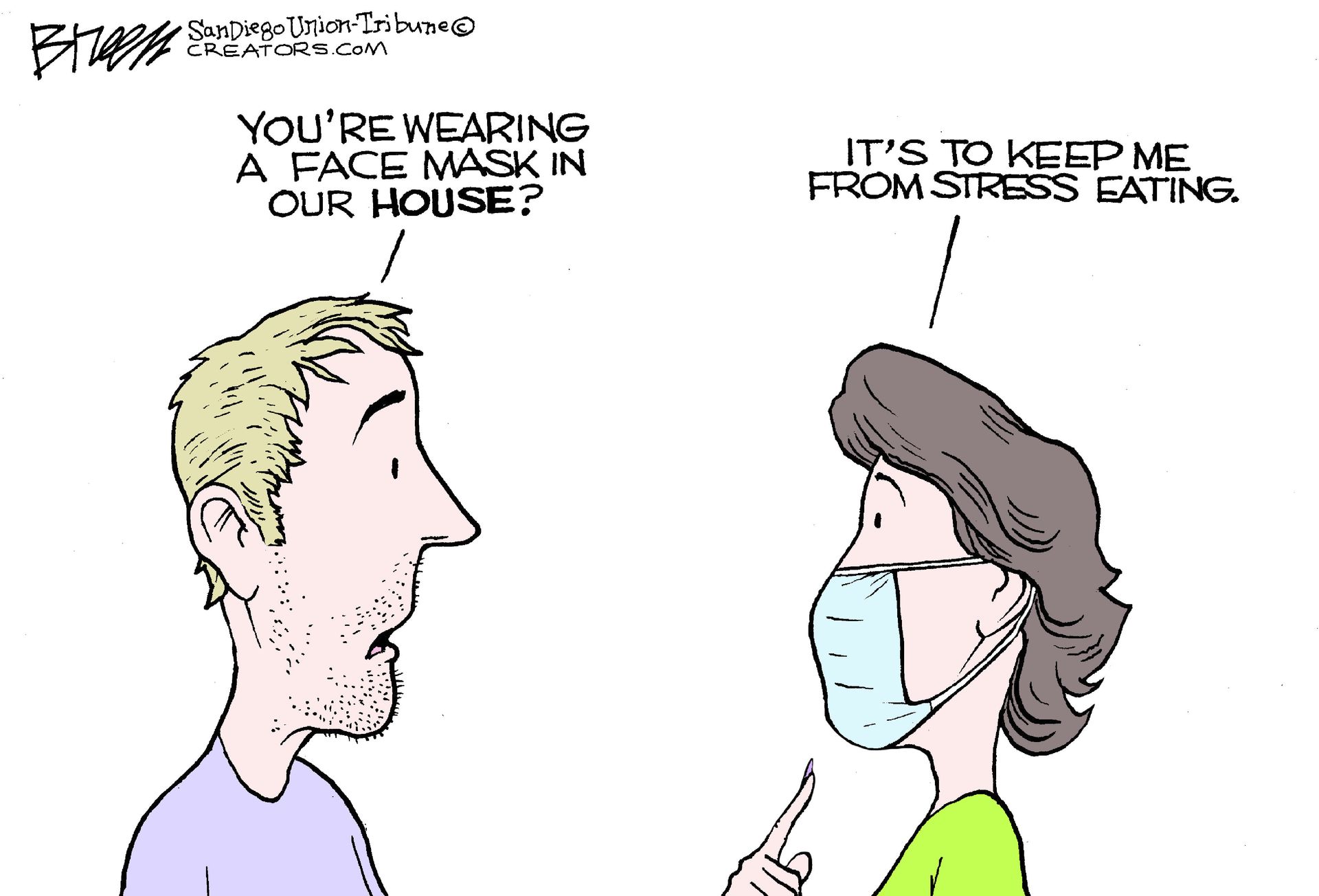 Editorial Cartoon U.S. wear mask inside stops stress eating | The Week