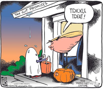 U.S. Trump trickle treat tax cuts middle class costume