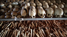 Skeletal remains at the Ntarama Catholic Church genocide memorial