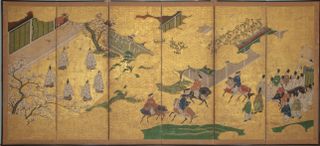 Gilded screens from ancient Japan showing 