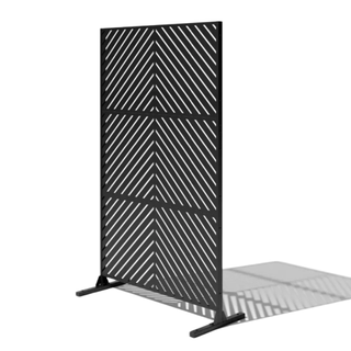 black privacy screen with diagonal lines