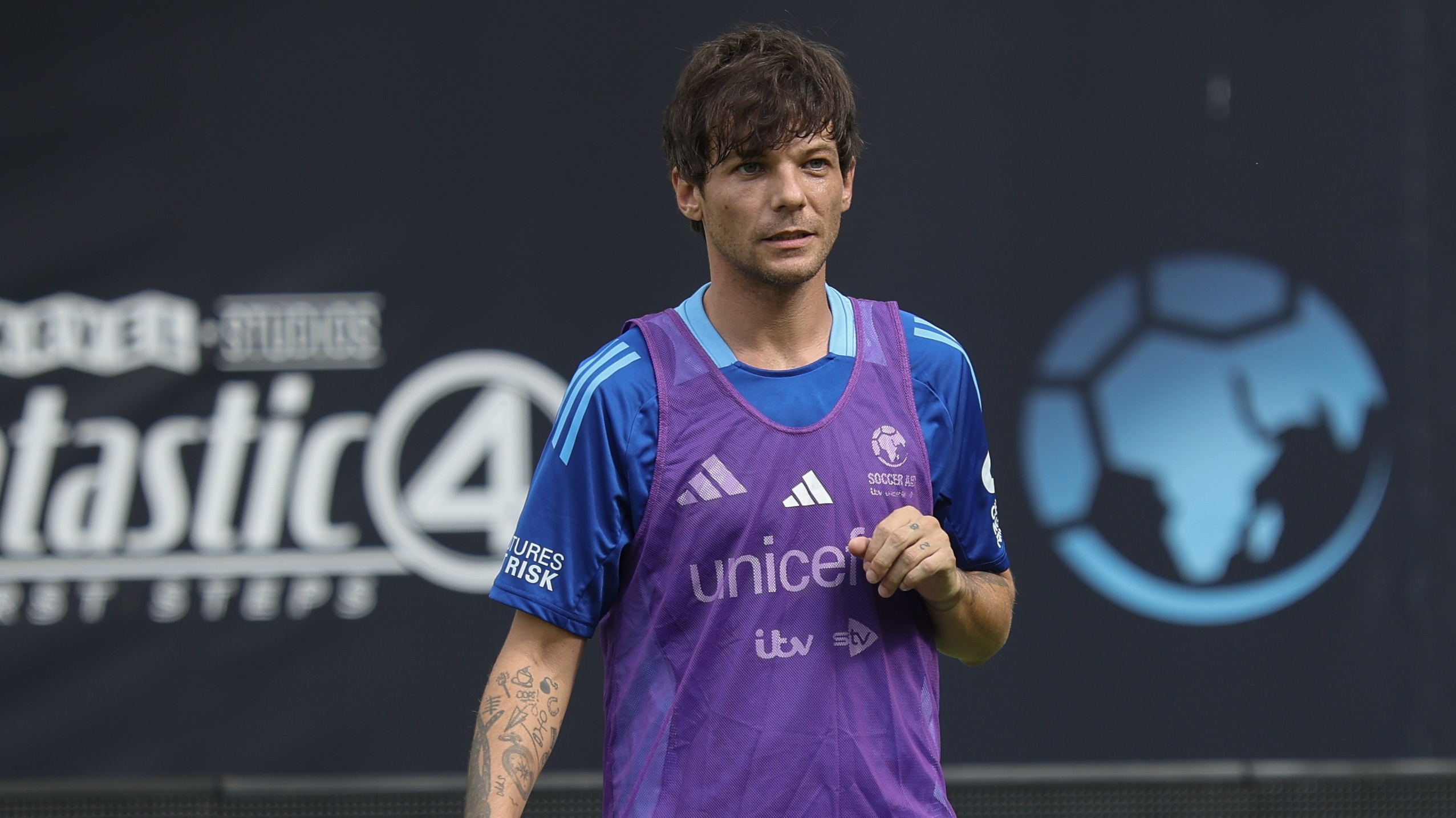 Louis Tomlinson in training for Soccer Aid