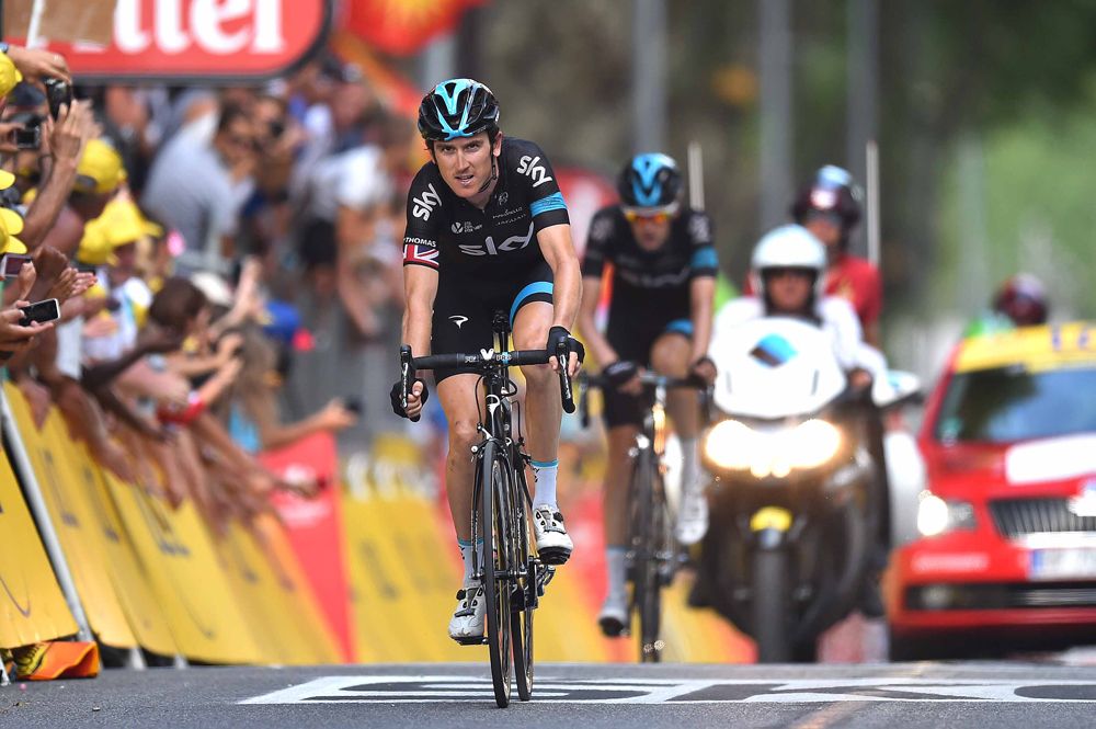 Geraint Thomas (Team Sky) came back after a late crash