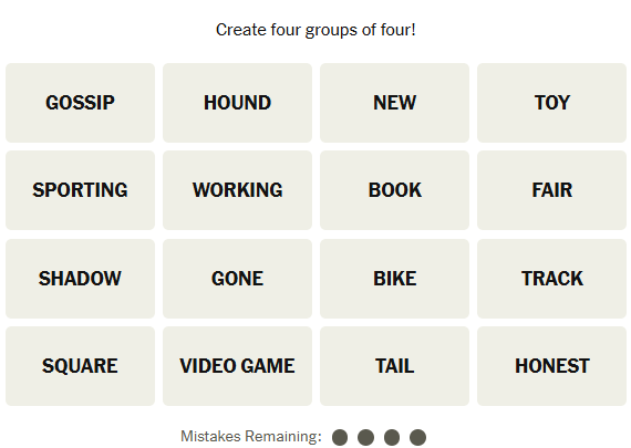 The New York Times Connections puzzle on March 4, 2026