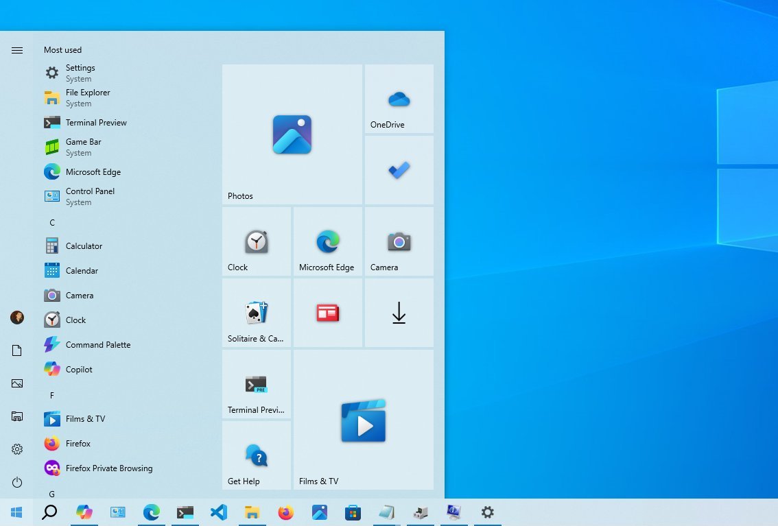Windows 10 Start menu