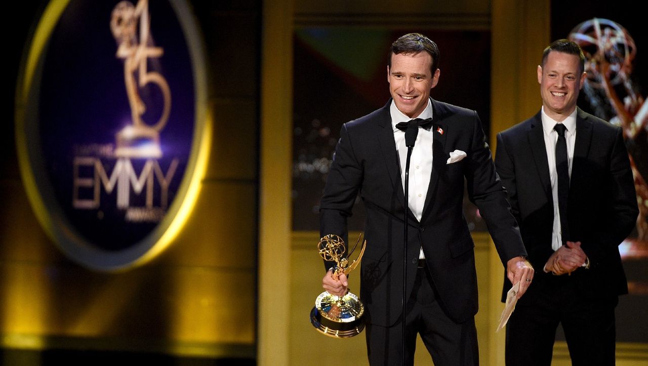 Mike Richards accepts the Outstanding Game Show award for &#039;The Price is Right&#039; onstage during the 45th annual Daytime Emmy Awards at Pasadena Civic Auditorium on April 29, 2018 in Pasadena, California. 