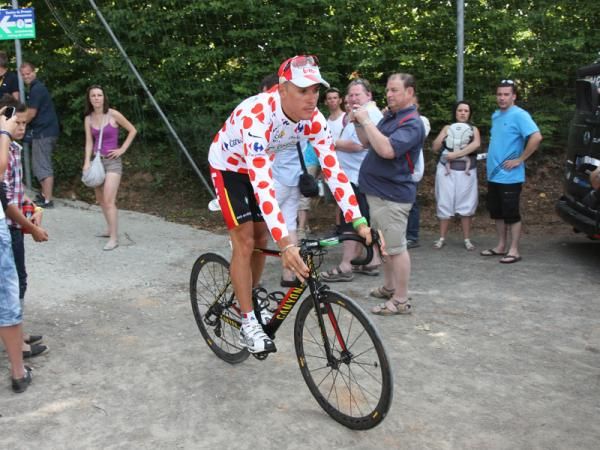 Philippe Gilbert (Omega Pharma-Lotto) after collecting his polka dot jersey.