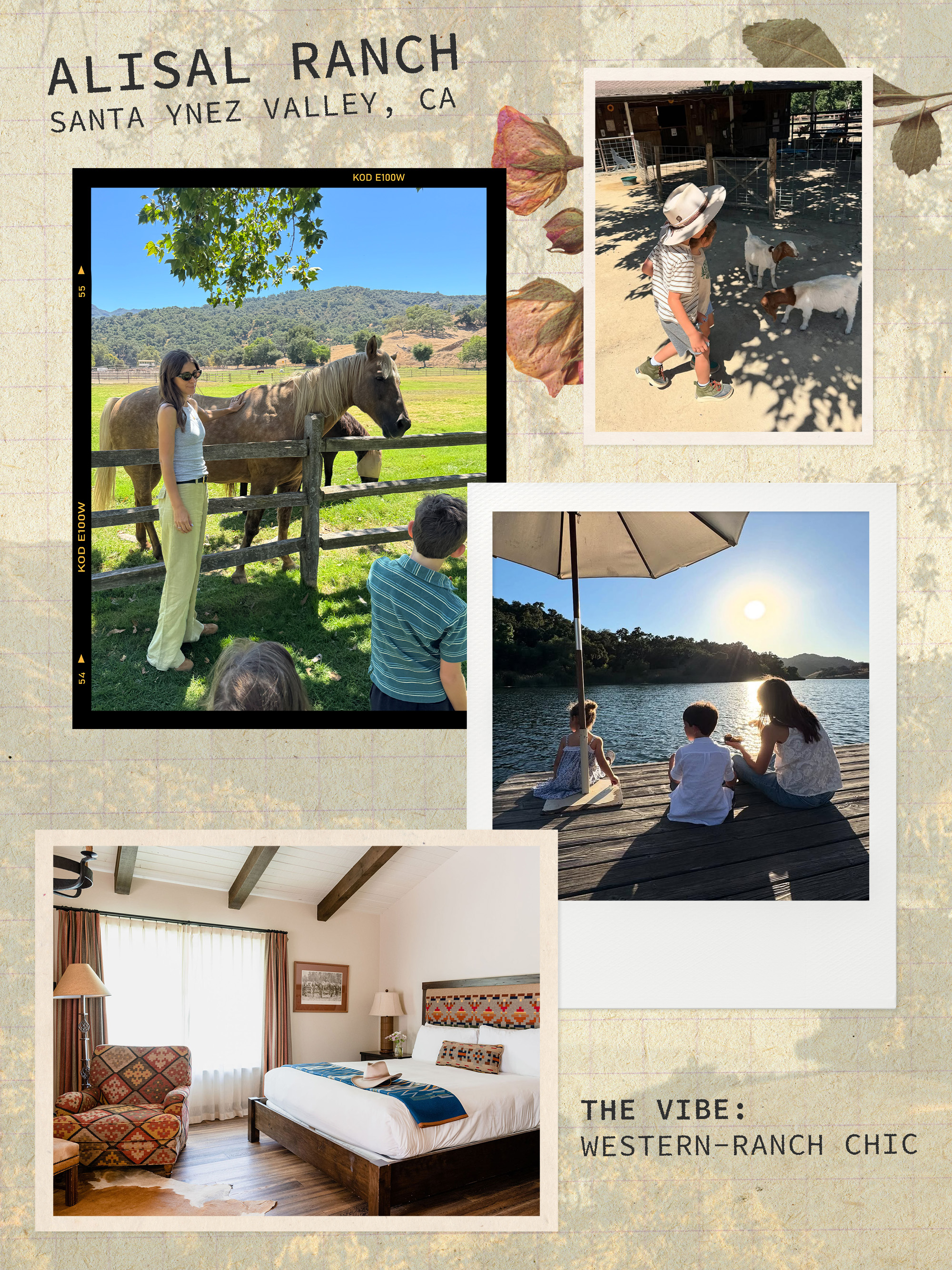 Collage of WWW editor Judith Jones and her family at Alisal Ranch in Santa Ynez Valley, CA.