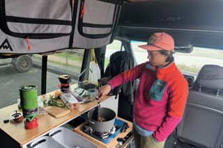 Cooking inside the Sprinter van
