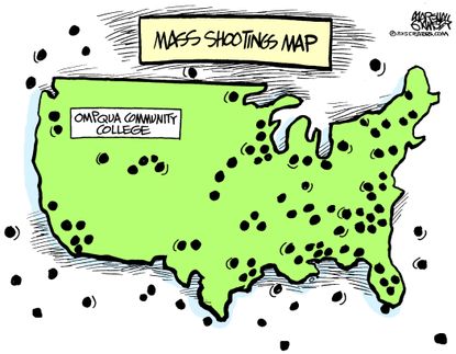 Editorial cartoon U.S. Mass Shootings Map